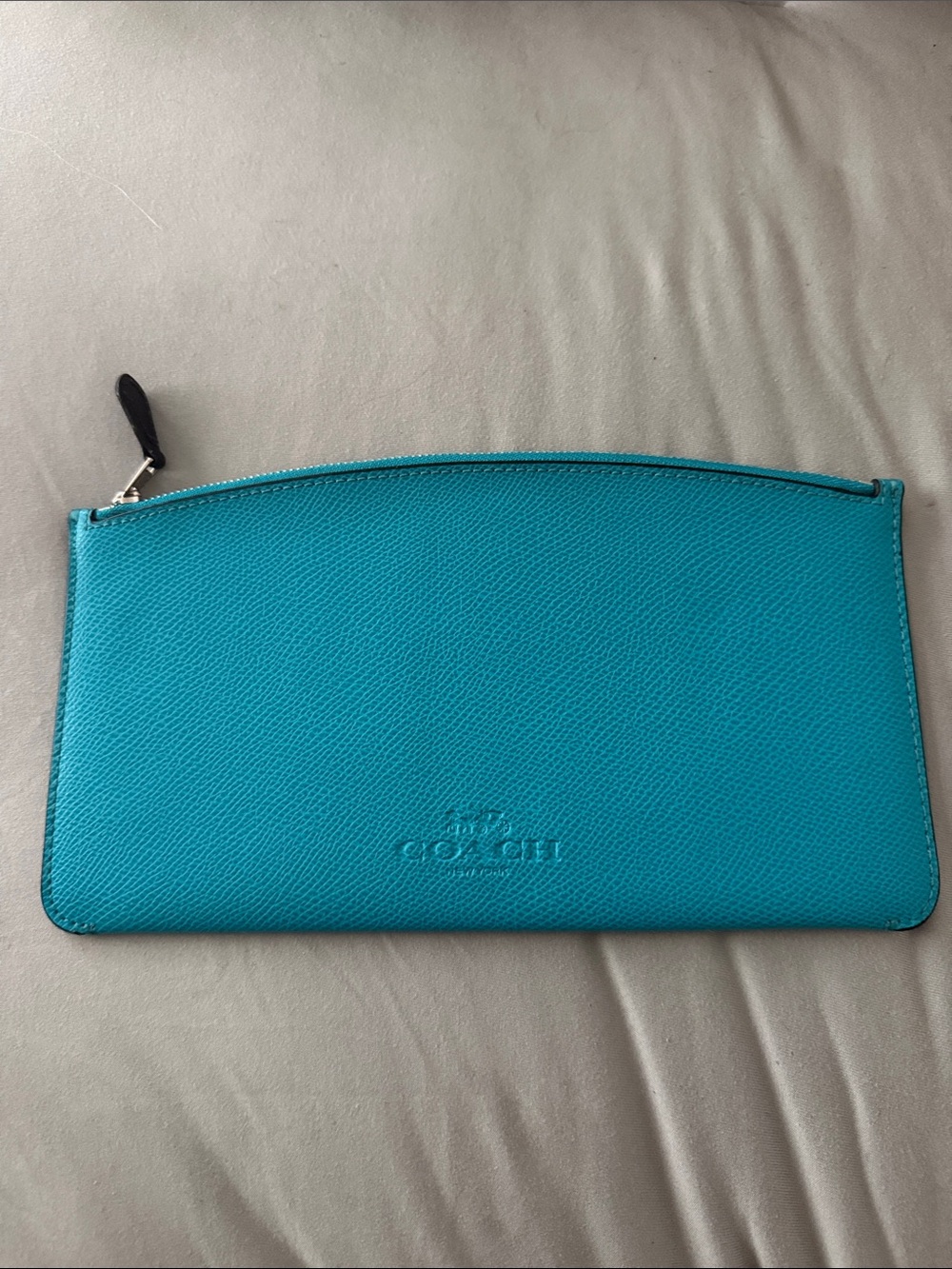 Coach Turquoise Leather Zip Pouch